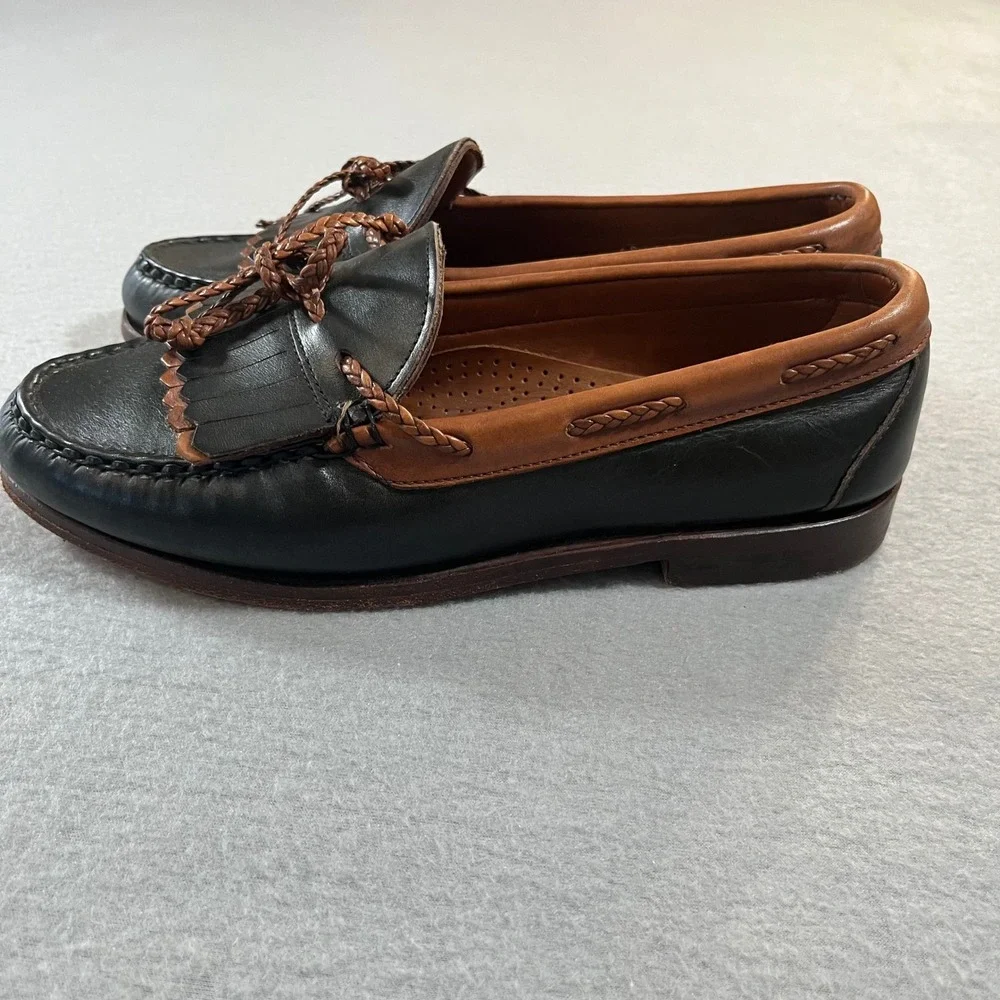 Allen Edmonds Woodstock Mens 8.5 E Black Brown Leather Kiltie Tassel Loafers USA